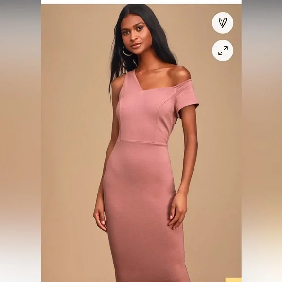 knee length dresses for ladies Mauve Short Sleeve Rib Knit Midi Dress